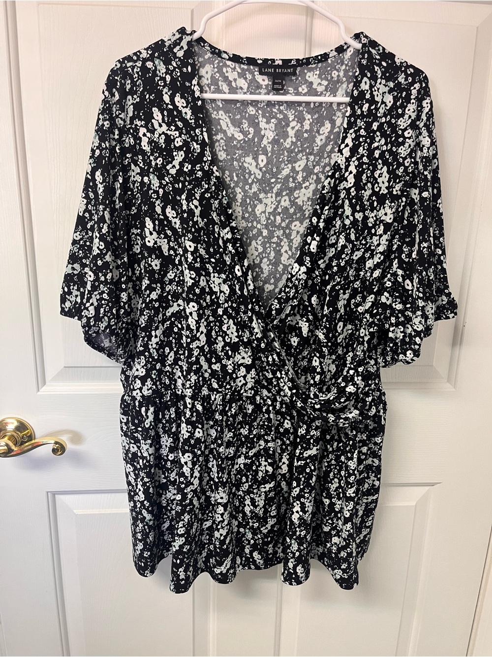 Lane Bryant Black and White Floral Print Top